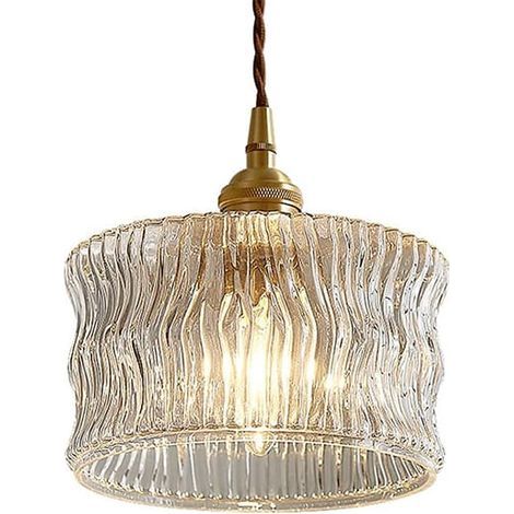 4W LED Pendant Light, Warm Daylight, Corrugated Glass, Ø16cm, 1.5m Adjustable Cable, Decorative Lighting for Indoor/Outdoor Use (E27 Socket) (1/4)