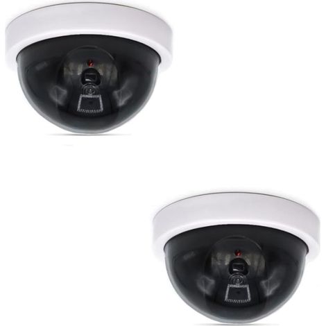 Lot de 2 fausses caméras de surveillance réalistes avec lumière LED clignotante, alimentées par batterie et résistantes aux intempéries pour une protection extérieure optimale, caméra de sécurité simu (1/5)