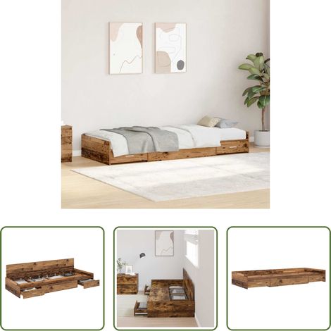 vidaXL Estructura de cama con cajón Madera Vieja 90 x 200 cm (1/5)