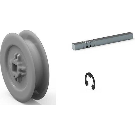 Slid'Up By Mantion – Poulie pour volet roulant Ø 125 mm – Axe carré 120 mm – Clip inclus – Pour sangle jusqu'à 15 mm – Matière ABS et acier zingué (1/3)