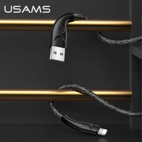 Câble tressé USAMS U41 Lightning 1 m 2 A noir/noir SJ391USB01 (US-SJ391) Charge rapide (1/5)