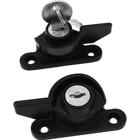 (couleur : noir, type : droite)Lot de 2 poignées d'armoires de cuisine en alliage de zinc Serrure de fenêtre de sécurité Sash Jammer Windows avec poignée clé Poignée de porte (1/4)