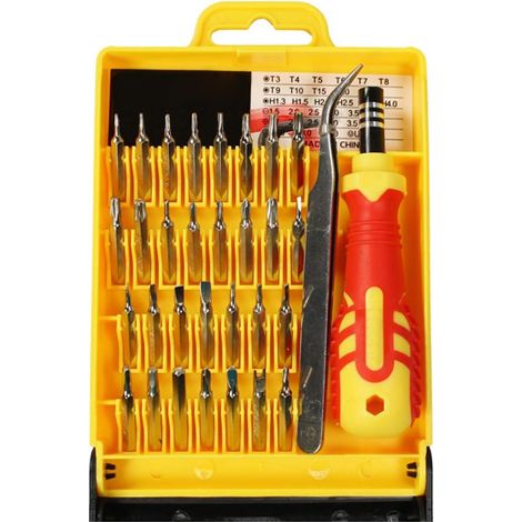 32-piece tool set with screwdriver and various bits: screwdriver with fine socket wrenches in a practical case (32-piece precision tool set) (1/3)