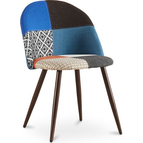 Gepolsterter Esszimmerstuhl mit Patchwork - Skandinavischer Stil - Pixi Multicolor