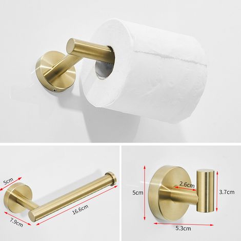 Accessoires de salle de bain : Porte-serviettes, étagère, ensemble de quincaillerie moderne en acier inoxydable, crochet pour peignoir, porte-papier toilette, porte-serviettes doré brossé (1/2)