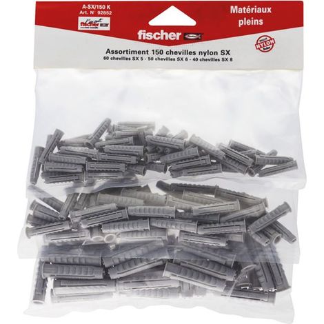 Sortiment Nylon-Dübel A-sx Beutel mit 150 Stück - Fischer