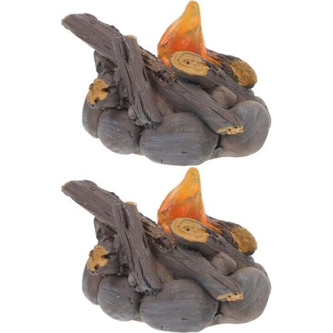 2pièces Décoration Miniature Bonfire pour Paysage Accessoire De Jardin Chic Et Réaliste avec Détails Soignés (1/5)