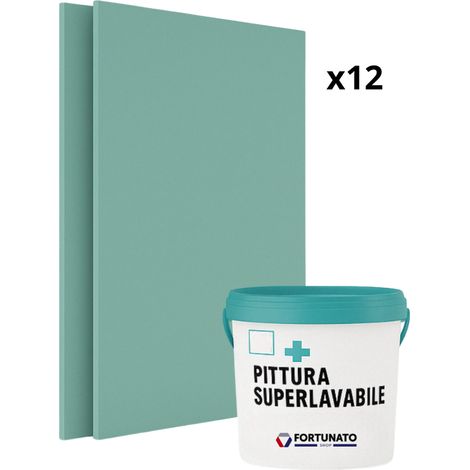 Set 12 idrolastre cartongesso h2 ba13 1200x2000 pittura superlavabile 4 l (1/5)