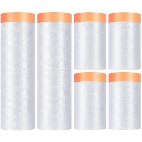 6 Pièces Film Masquage Bache Protection 120M Ruban Masquage Peinture, Scotch Peinture Masquage 4PC 55 CMX20 M+2PC 150 CMX20M, pour Protection Meubles (1/4)