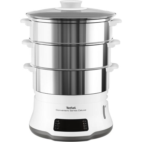 Tefal Convenient Series Deluxe VC502D vaporizador 3 cesta(s) Encimera 900 W Acero inoxidable, Blanco (1/4)