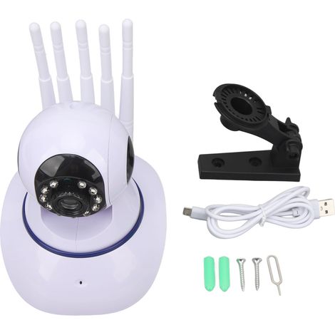 Caméra de sécurité intérieure HD panoramique à 360° avec vision nocturne, 5 antennes et connexion Wi-Fi pour la surveillance de votre domicile. (1/5)
