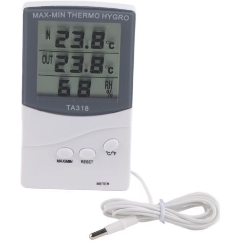 Innen-/Außenthermometer, elektronisches Hygrograph für den Hausgebrauch mit ABS-Sonde zur Messung der gefühlten Außentemperatur und Luftfeuchtigkeit (1/4)