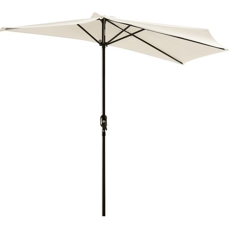 Demi parasol parasol de balcon 5 entretoises métal chemenée encluse 2,93 x 1,5 x 2,49 m polyester haute densité crème