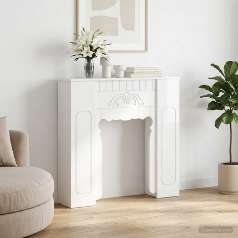 vidaXL Cornice per camino Bianco Lucido 93 x 20 x 89 cm (1/5)