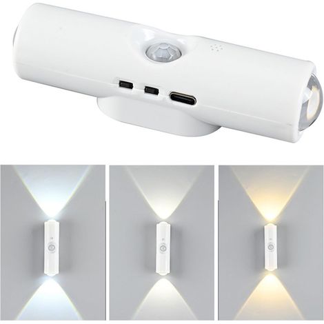 Lampe murale intelligente à détecteur de mouvement avec support magnétique, veilleuse LED rechargeable par USB pour chambre à coucher, couloir, escalier et placard, installation facile Variation trico (1/5)