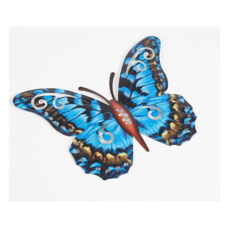 BUNTHAUS Lot de 2 décorations murales en métal – Papillons bleus – Pour intérieur ou jardin (1/5)