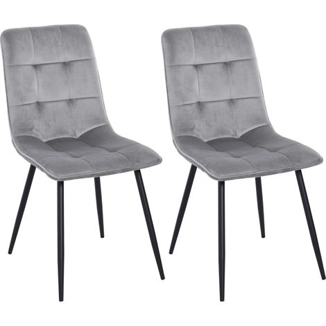 Ensemble de deux chaises de salle à manger, gris ,45x63x90cm (1/5)