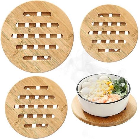 Dessous de plat, Dessous de plat en bambou naturel, Dessous de plat en bambou, Set de table en bambou, Dessous de plat résistant à la chaleur, Dessous de plat en bambou (rond) (1/5)