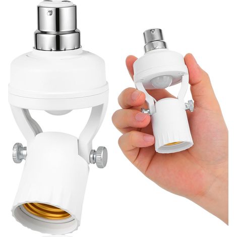 Douille à Capteur de Mouvement B22 Réglable, Blanc PC Fer Installation Facile, Haute Sensibilité, Hôtels et Couloirs, Lampe Détecteur de Mouvement (1/5)