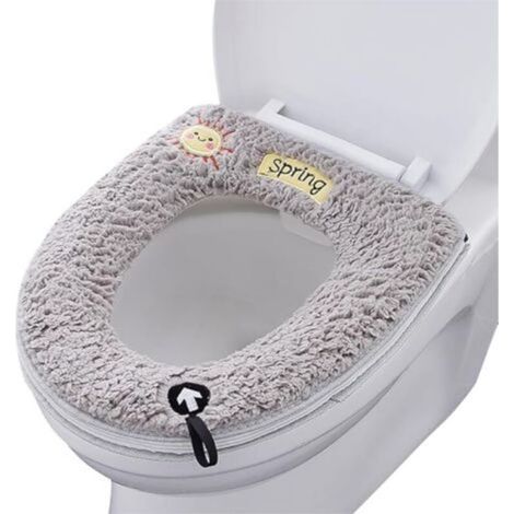 Ensemble de 2 pièces (4337cm) siège de toilette rétractable gris, siège de toilette doux et lavable, adapté à la plupart des types de toilettes (1/5)