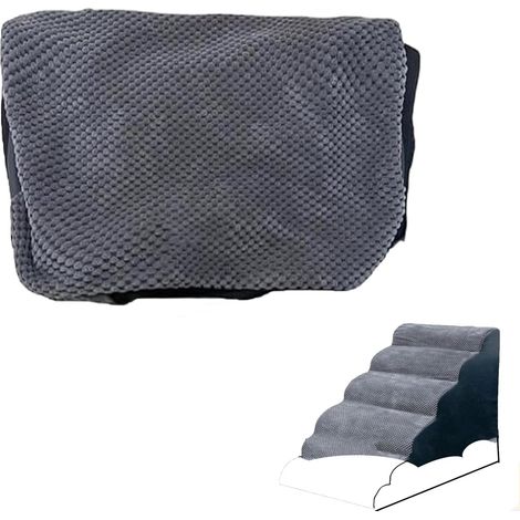Housse d'escalier pour chien, 5 marches, 62 cm, mousse haute densité, lavable, antidérapant, gris, pour petits chiens (1/2)