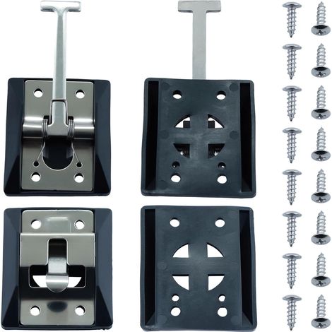 Lot de 2 Supports de Porte pour Camping-Car en Acier Inoxydable, Loquet de Porte d'Entrée en Style T pour Remorque de Camping-Car avec Vis (1/5)