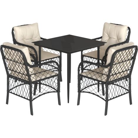 Maison Exclusive - 5-tlg. Garten-Essgruppe mit Kissen Schwarz Pol (1/5)