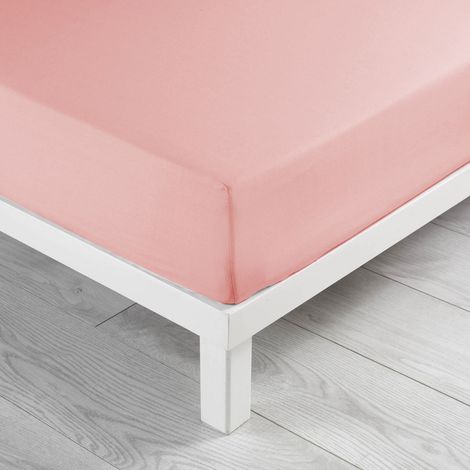 DRAP HOUSSE 2 PERSONNES UNI 57 FILS LINA ROSE DRAGEE - 160x200cm (1/5)