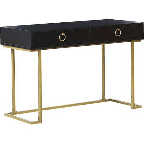 Console Table Home Office Desk WESTPORT Black/ Gold 115 cm 50 cm with Storage