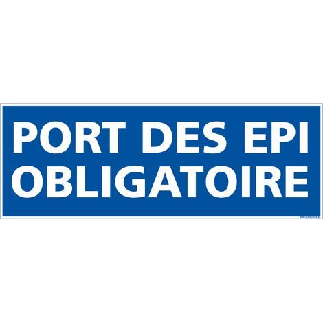 Panneau Obligation Port des EPI - Signalisation EPI - Adhésif - 350 x 125 mm - Conforme ISO 7010