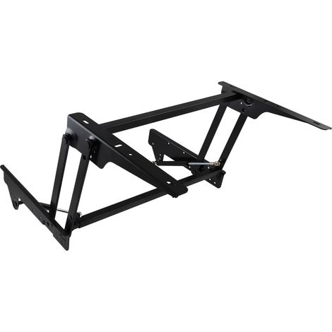 Tischplattenhochschwenkbeschlag B04-5B, Tischbeschlag Tischplatte Anheben Gasdruckfeder, sanfte Höhenverstellung, Stahl schwarz, Einbauhöhe 100 mm, Verstellbereich 500-850 mm
