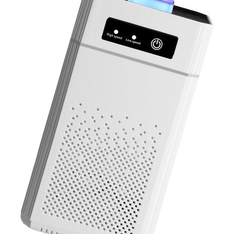 Mini purificateur d'air à ions négatifs, silencieux et sans odeur, purificateur d'air UV pour la maison, blanc. (1/5)