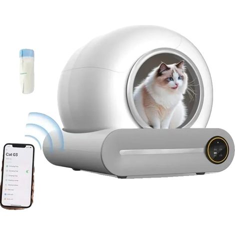 Bac à litière pour chat, auto-nettoyant, design entièrement fermé, Contrôle APP (1/2)