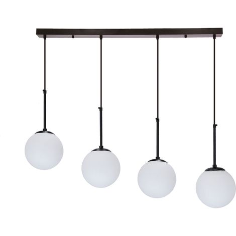 Suspension noire 4 globes blancs E27 Pompei Candellux (1/4)