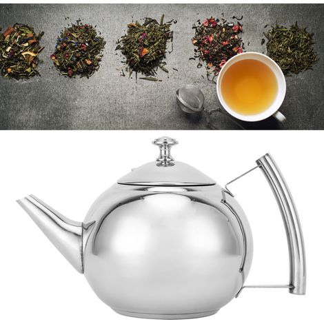 Théière en acier inoxydable non toxique avec filtre pour infuser le thé en vrac et les sachets (1 L) (1/5)