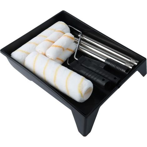 Lot de rouleaux de peinture professionnels avec plateau, rouleaux de 22,9 cm et 10,2 cm, tiges d'extension de 5 x 27 cm, manchons en polyester pour peinture murale et plafond (1/5)