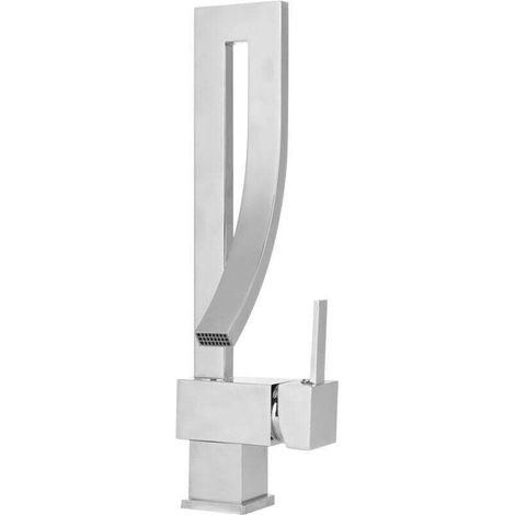 Rubinetto per lavabo G1/2 con beccuccio a cascata, miscelatore per acqua calda e fredda, accessori per bagno e cucina con spazzolino. (1/4)