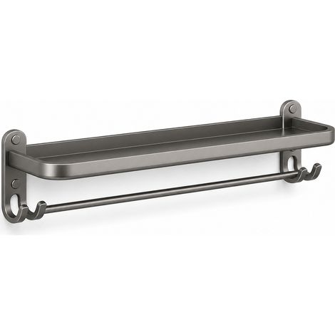 Wall-mounted Towel Rail without Drilling with Hooks 40 cm Grey (1/5)
