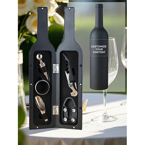 5 Ensemble d'Ouvre-Bouteilles à Vin Rouge Personnalisé Kit d'Outils du Vin Tire-Bouchon Coupe-Feuille Protection de Versage Verseur Bouchon de Bouteille Cadeau pour Fête à la Maison Saint-Valentin (1/4)
