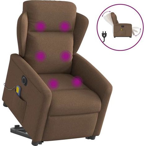 Fauteuil inclinable de massage électrique en tissu marron (1/5)