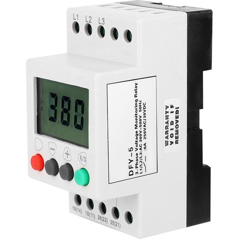 Relais de surveillance de tension triphasé avec affichage LCD DFY-5 et protection contre les surtensions et les sous-tensions (1/5)