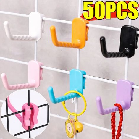 (Couleur aléatoire, 10 pièces) Crochets muraux multi-usages pour présentoirs de supermarché, étagères et rangements, porte-clés, organisation de la maison (1/5)