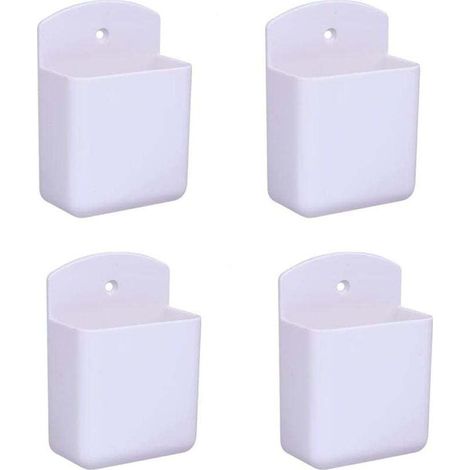 Crezuo Fernbedienungshalter-Set (weiß), Fernbedienungsständer, Wandhalterung, Aufbewahrungsbox für Mediengeräte für Zuhause, Büro, Schlafzimmer