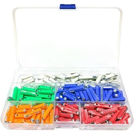 Fusibles torpille, 200 fusibles torpille automatiques pour voiture classique moto fusible torpille automatique avec boîte de rangement et fusibles de voiture Continental (5A/8A/10A/16A/25A) (1/5)