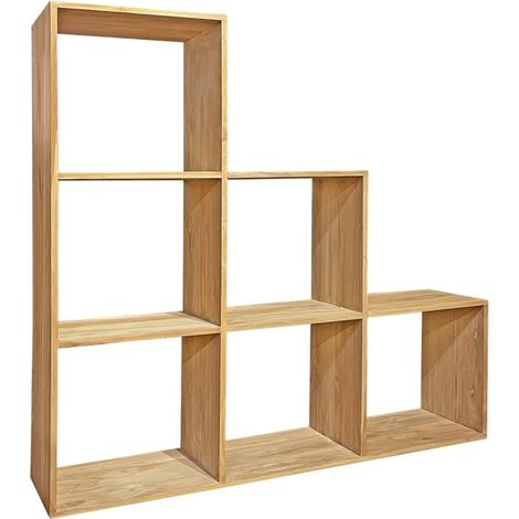 Etagère escalier 6 cases 137 x 137 cm en bois de teck massif - TETRA
