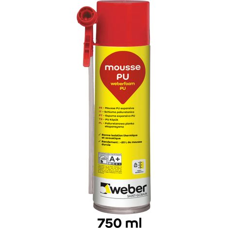 Weber Saint-Gobain Mousse expansive aérosol base PU 750 ml, Weberfoam PU (1/5)