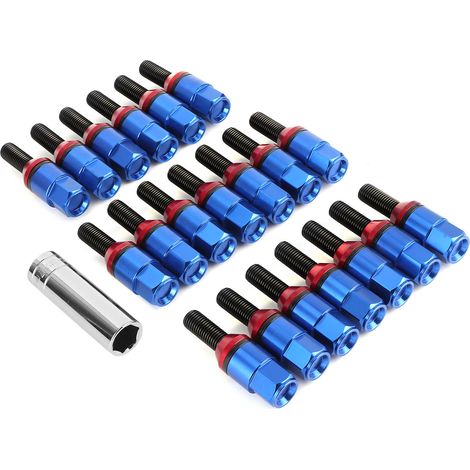 20 boulons de roue M12x1.5 filetage 7075-T6 aluminium compatibles Série 1 E81 E82 E87 E88 bleu (1/5)