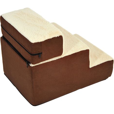 HOMVRA Haustiertreppe mit 3 Stufen aus Schaumstoff, Beige, 54 x 40 x 39 cm (1/5)