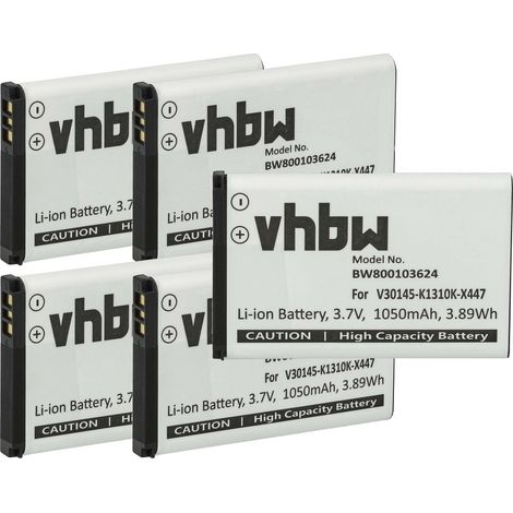 vhbw 5x Akku Ersatz für Siemens V30145-K1310K-X447 für schnurlos Festnetz Telefon (1050 mAh, 3,7 V, Li-Ion)