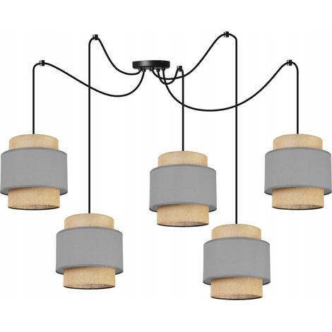 Hängelampe, Kronleuchter, Deckenlampe, Boho-Jute-Lampenschirm (1/5)